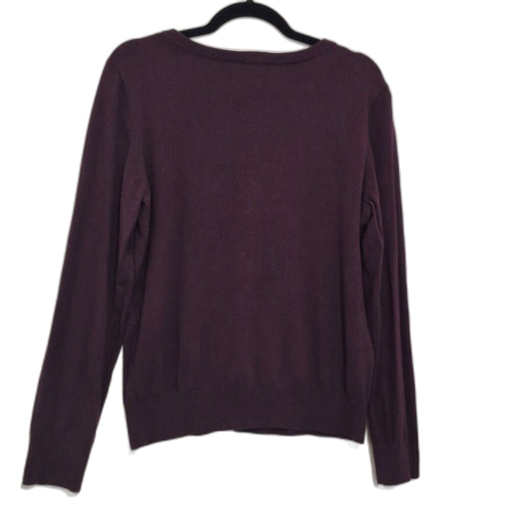 Talbots Pima Cotton Cardigan M Burgundy Plum Button Front Stretch Classic Preppy - Picture 4 of 9